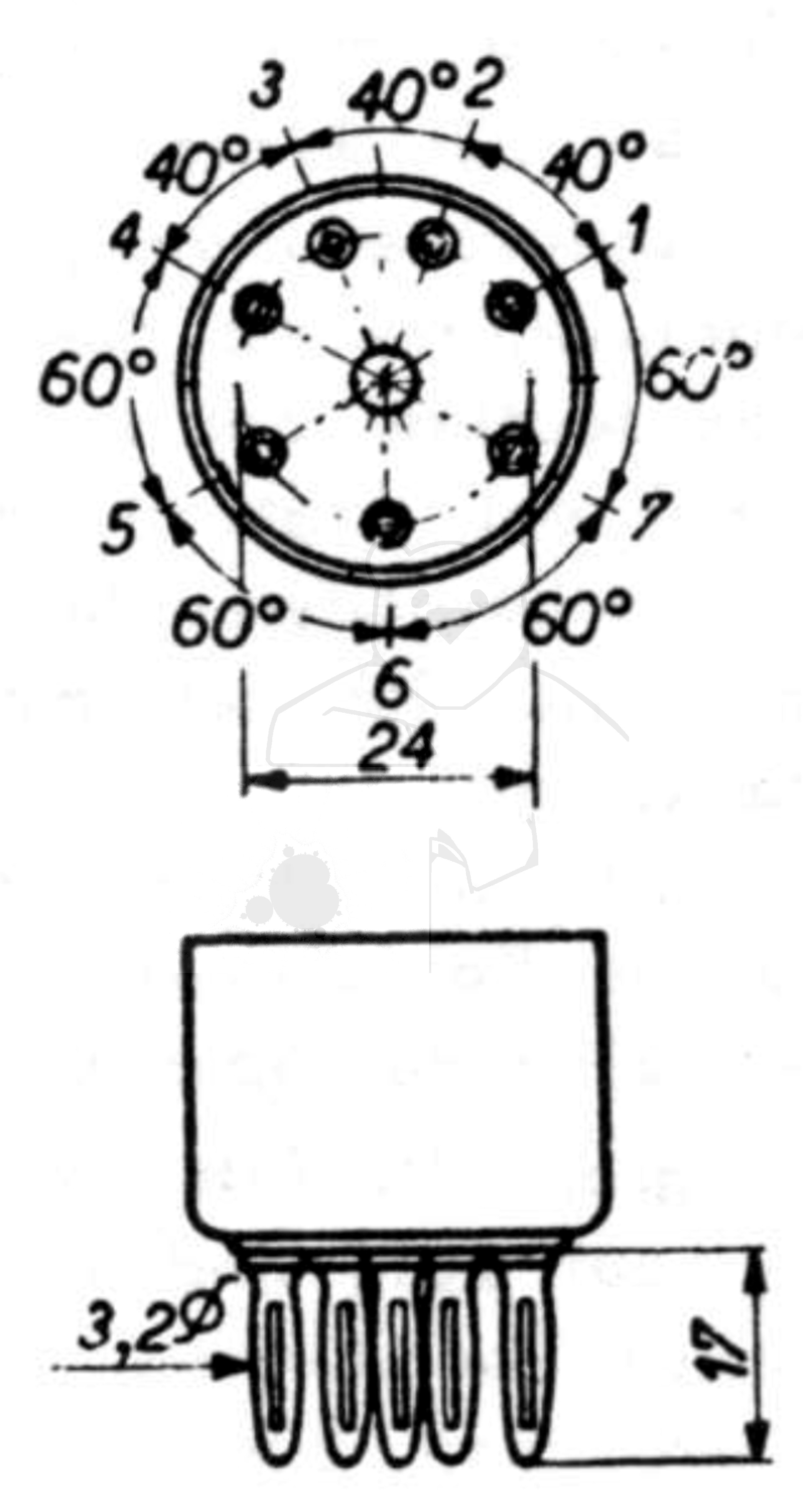 Fassung für Röhren mit: Hexodensockel, 7pol. aus: Das große Röhrenhandbuch, Franzis Verlag, 1995 München